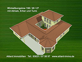 Winkelbungalow 158 / 20 / 27 mit Erker und Turm; 178 m² Wohnfläche