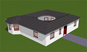 Winkelbungalow mit Atrium 3 mit Erker - Variante 2; 88 m² Wohnfläche